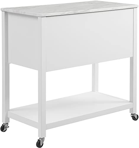 Crosley Furniture Connell Rolling Kitchen Island Cart, Microwave Stand, Coffee Bar with Storage Drawers, White