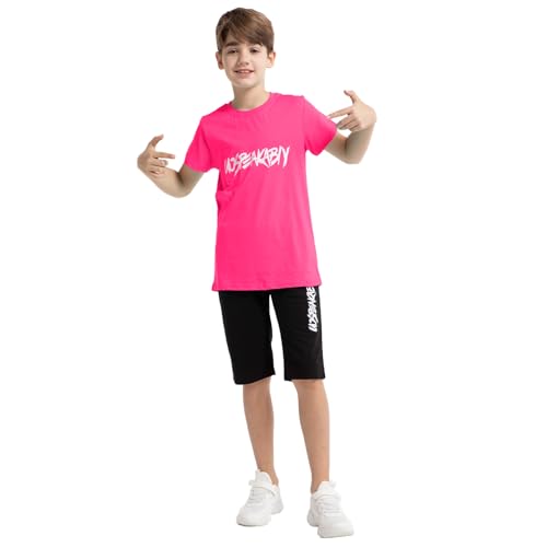 Image of amropi Boys Shorts Set Cotton T-Shirt and Short Pants 2 Pieces Summer Tracksuit for Age 2-12 Years