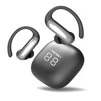 【Keiby Citom】イヤホン bluetooth ワイヤレスイヤホン 耳掛け式 無線 earphone イヤフォン 物理ボタン 誤操作防止 重低音 AAC対応 LEDディスプレイ 安定装着 落ちない 快適 ハンズフリー通話 ランニング スポーツ 通勤 通学 Type-C充電 (ブラック)