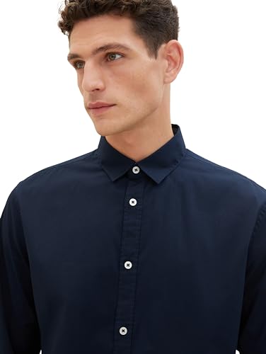 TOM TAILOR Herren Regular Fit Business Hemd mit Stretch, 11075 - Navy, XL – Ansicht 4