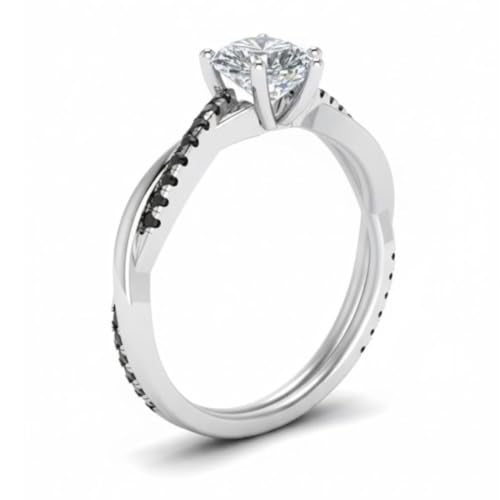 Image of 55Carat Choose Your Gemstone 925 Sterling Silver Infinity Twist Ring Crystal Heart Shape Side Stone Wedding Valentine Wear Promise Ring with Pave Setting for Women Size US 4 to 12