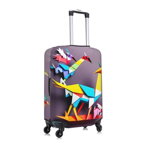 Origami Multicolor Papercraft Cranes 1 Print Luggage Suitcase Cover Protector Luggage Washable Covers With Concealed Zipper3