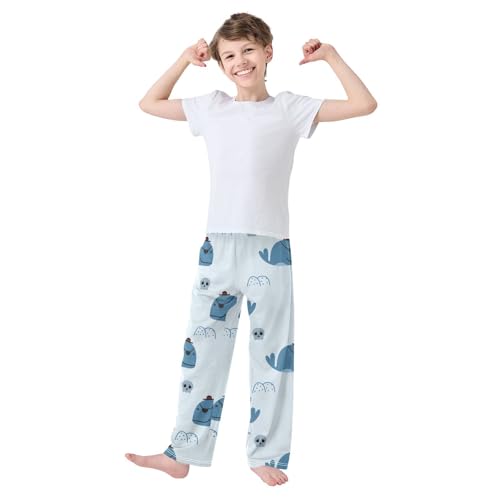 Whale Pirate Boys Pants Boys Athletic Pants Long Pant for Boywith Pockets Wide-Leg Size 6-14Y3