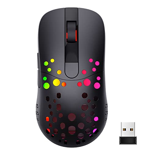 Mouse para jogos RGB sem fio, conectividade sem fio 2,4G, 6 botões programáveis, sensor óptico PixAr
