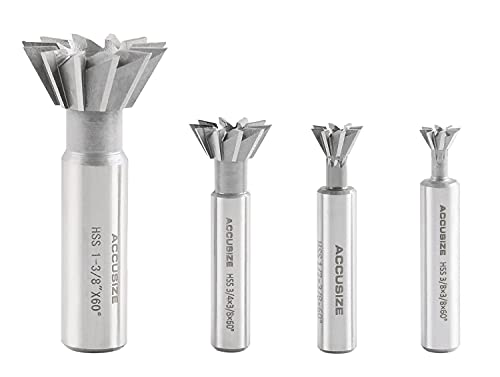 Accusize Industrial Tools 4 Pc 60 Degree H.S.S. Dovetail Angular Cutters, Right Hand Weldon Shank, 4400-6206 by Accusize Industrial Tools - Image 4