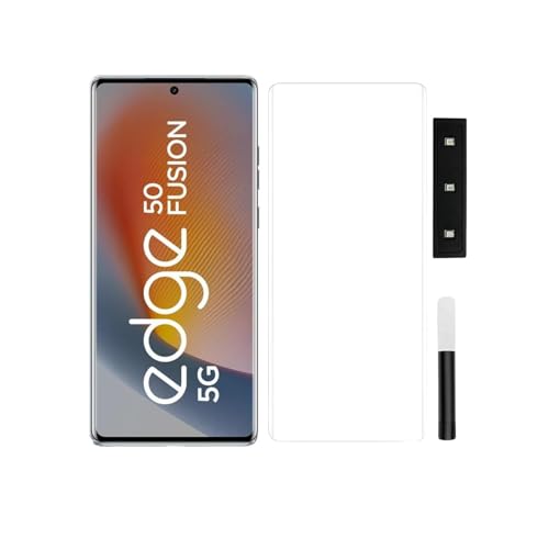 Image of Tempered Glass Screen Protector Compatible with Motorola Moto Edge 50 Fusion 5G (Transparent) Edge To Edge Full Screen Coverage UV With Easy Installation Kit, Pack of 1
