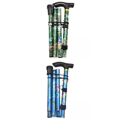 MERISHOPP® 2Pcs Foldable Cane Adjustable 5-Section Walking Sticks Camping Poles | Sporting Goods | Outdoor Sports | Camping & Hiking | Hiking Gear | Walking & Trekking Sticks