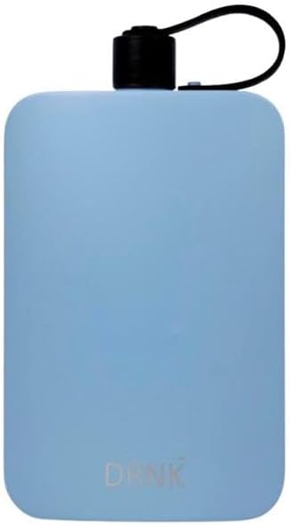 DRNK Steel | Flat Water Bottle as Seen on Shark Tank | Workplace Hydration, Travel, Hiking, and Gym | Leak Proof | Non-Toxic | BPA-Free | 17oz (500ml) [Azure]