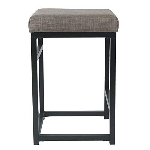 Image of Homepop Home Decor | Modern 24-Inch Counter Stool | Backless Metal Frame Bar Stools Counter Height | Decorative Home Furniture, Brown, K7651.24-F1552
