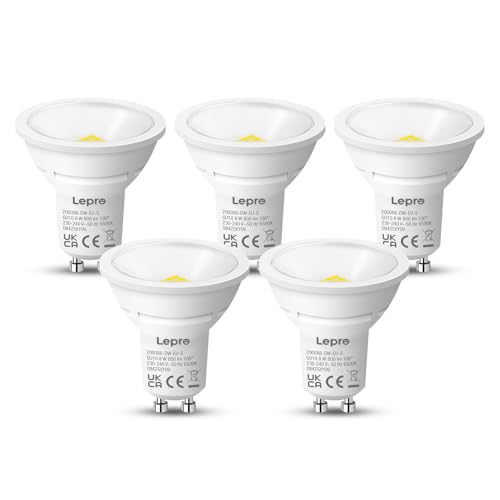 Lepro GU10 LED Kaltweiß 8W Lampe, 800 lm, 6500K Tageslichtweiß, 100° Abstrahlwinkel, Nicht dimmbar, Energiesparendes GU10 LED Leuchtmittel für Büro, Keller, Garage, Flur, Arbeitszimmer, 5 Stück