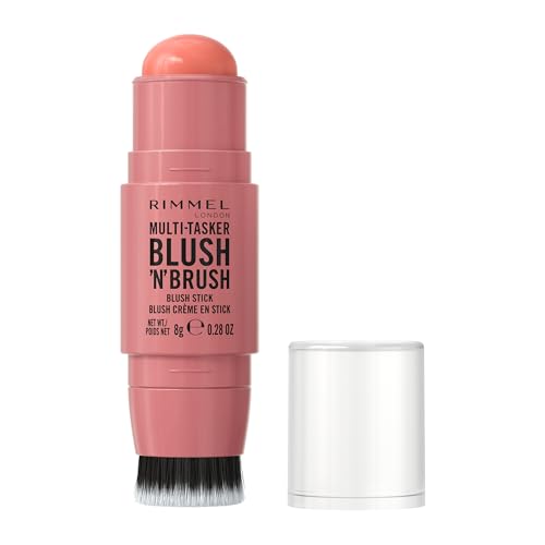 Rimmel London Multitasker Blush 'N' Brush Stick | Colorete | Tono 100 COTTON CANDY| 8g