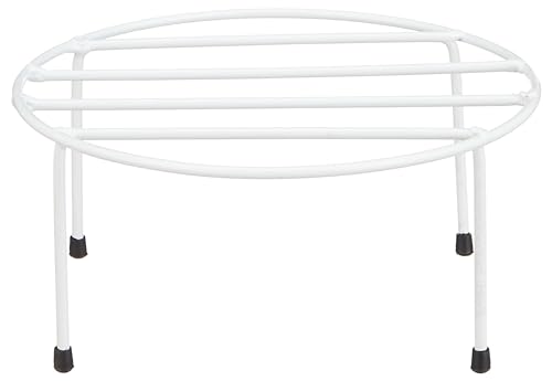 Image of Amazon Brand - Solimo Metal Flower Pot Stand (White, Set of 4, Round) | Gamla Stand for Home | Plant Stand for Balcony | Premium Flower Pot Stand | Plant Stand for Living Room