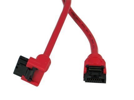 OKGEAR Premium SATA III Round Cable, Straight to Right SATA III Data Cable w/Latch for SATA HDD, SSD, CD Driver, CD Writer - 20 inches, Red