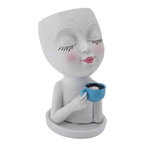 Gsycle Resin Face Vase, Cute Small Drinking Coffee Succulent Face