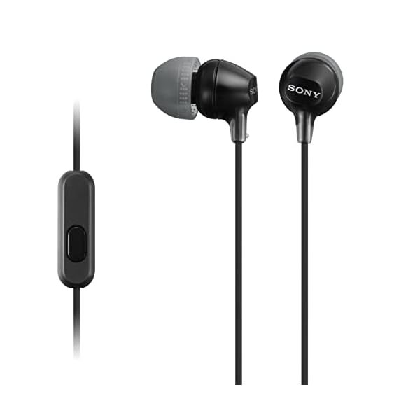 Sony MDREX15AP In-Ear Earbud Headphones with Mic, Black (MDREX15AP/B)