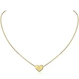 MOMOL Initial Heart Necklace 18K Gold Plated Stainless Steel Small Dainty Heart Pendant Necklace Personalized Name Necklace Tiny Letter Charm Necklace for Women