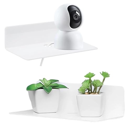 MUNTE 2 Piezas Baldas Pared sin Agujeros de Acrílico, Estanteria sin Taladro Viene con 8 Piezas de Cinta de Doble Cara, Repisa Adhesiva 22,8 x 8,8 x 6 cm, para Dormitorio y Sala de Estar