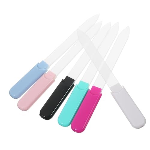 6個 グラスネイルファイル クリスタルネイルファイル エルクのマニキュアファイル サロン用爪やすりツール マニキュアネイルファイル ガラス製ネイルファイル ネイルバッファーファイル