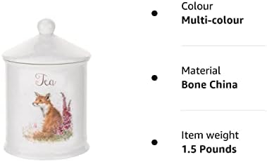 Portmeirion Home & Gifts WNT3996-XW Wrendale by Royal Worcester Tea Canister (Fox), Bone China, Multi-Colour, 10.5 x 10.5 x 15.5 cm