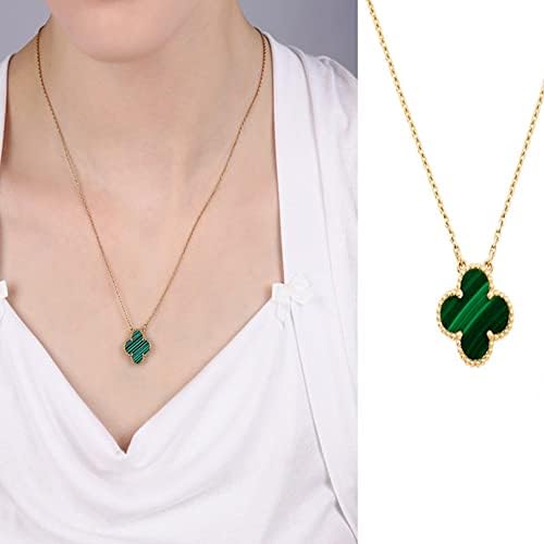 FDEETY Four Leaf Clover Jewelry Set, Titanium Steel Necklace Stud Earrings Bracelet Set Dainty Enamel Jewelry Set for Women Teen Girls
