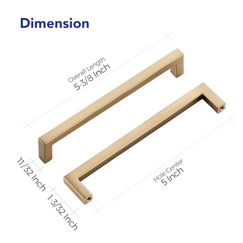 Image of Ravinte Champagne Bronze Cabinet Handles Slim Cabinet Pulls 5 Inch 25 Pack | Slim Square Bar Grip, Smooth Drawer Pull Feel, Kitchen Cabinet Update, For Cupboards, Dressers, Drawers, Hardware Projects