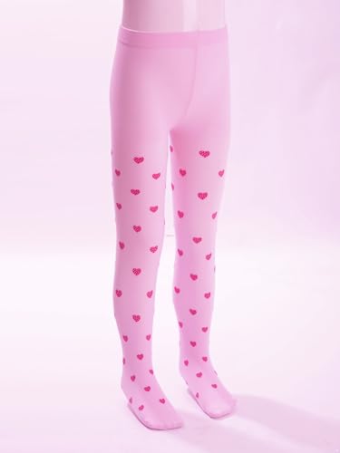 Aislor Kids Girls Heart Print Pantyhose Stretchy Tights Footed Leggings Stockings School Uniform Tights4
