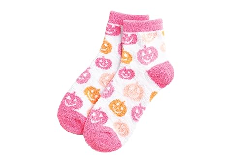 Mud Pie Womens Halloween Fuzzy Sock Set White Pumpkins