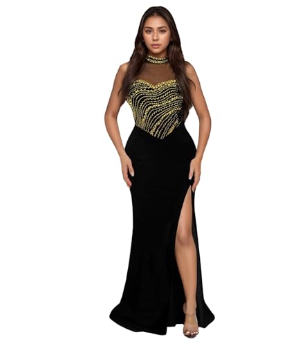 Image of PORRCEY Women's Sexy Elegant Rhinestone Bodycon Dress Hot Drilling Clubwear