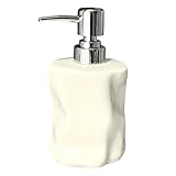 Seifenspender fürs Badezimmer Weiße Keramik-Handshampooflasche mit Pumpe, Silberne Flaschen for Barthroom Kitchen Ästhetische Küchendekoration(White)