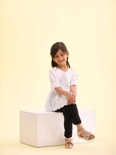 GO COLORS Girl's Slim Fit High Rise Cotton Ankle Length Leggings