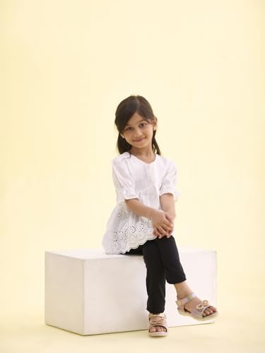 GO COLORS Girl's Slim Fit High Rise Cotton Ankle Length Leggings