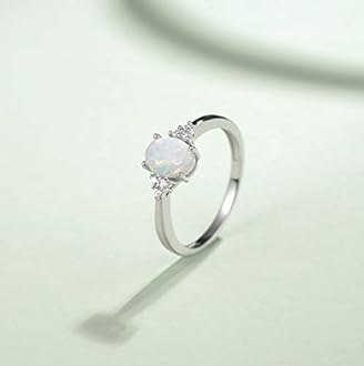 FANCIME Birthstone Rings for Women Sterling Silver Created Opal Rings Garnet Ruby Rings Engagement Ring Fine Jewelry for Women Size 4,5,6,7,8,9,10