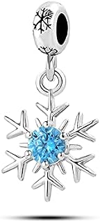 KunBead Jewelry Christmas Snowflake Dangle Charms Compatible with Pandora Bracelets