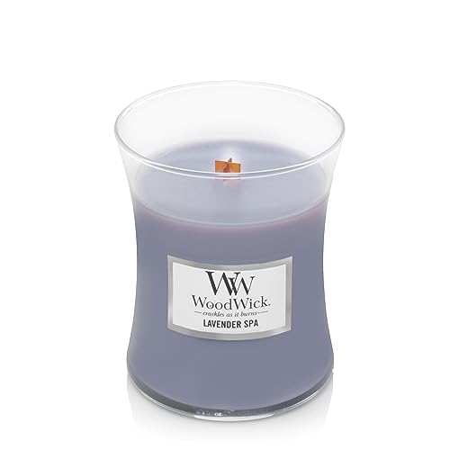 WoodWick Medium Hourglass Scented Candle | Lavender Spa | with Crackling Wick | Burn Time: Up to 60 Hours