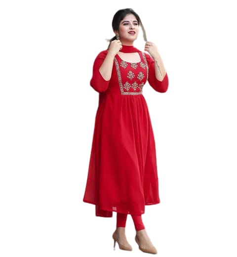 Women's Rayon Embroidered Solid Kurta with Pant and Dupatta