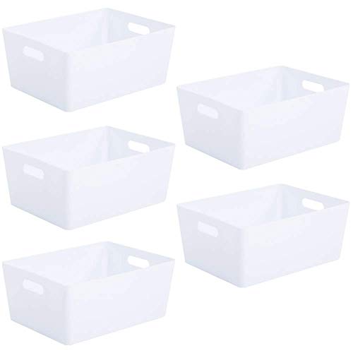 Wham Studio 5 x 11.5L Ice White Plastic Storage Baskets Office Home & Kitchen Tidy Organiser - 35 x 26 x 15cm