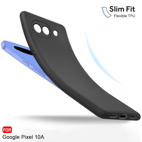 Image of TheGiftKart Sleek Back Cover Case for Google Pixel 10A | Slim Fit Protective Design | Ultra Matte Finish | Camera Protection Bump | Soft Silicon Case Cover for Pixel 10A (Silicone, Black)