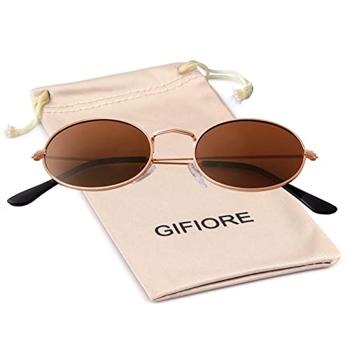 GIFIORE Oval Sunglasses Vintage Retro 90s Sunglasses Trendy Designer Glasses for Women Men