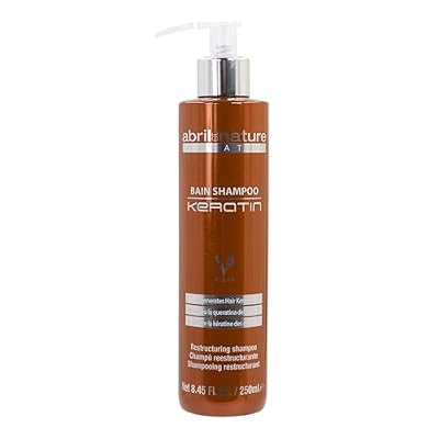 abril et nature - Professional Hairdressing Shampoo Keratin - Repairs and Restructures - For Dull Natural Hair - Ultra-Fast Action - Strengthening Treatment with Keratin - 250 ml
