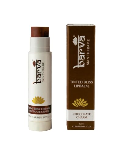 Image of Barva Tinted Bliss Lip Balm | Enriched with Clarified Butter (Ghee) | Nourishing & Long-Lasting Moisture | Soft Tint Finish | Available in 2 shades | 5g (Chocolate Charm)