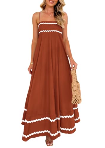 Image of PRETTYGARDEN Women's 2026 Summer Flowy Maxi Dress Casual Sleeveless Spaghetti Strap Ruffle Beach Long Dresses