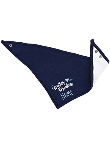 Preisvergleich Produktbild Striefchen® Dunkelblaues Dreieckstuch - Kleiner Bruder / Großer Bruder - mit Namensaufdruck Blau Großer Bruder