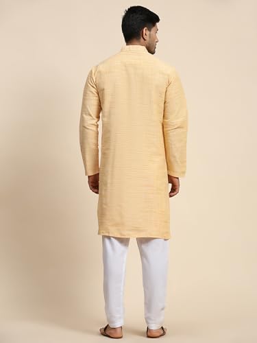 SKAVIJ Men's Embroidered Cotton Blend Kurta Pajama for Men Indian Traditional Wear2