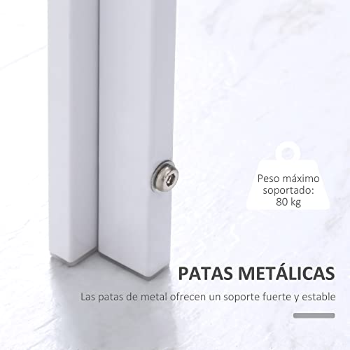 Miniatura 5 de Homcom Mesa De Comedor De Cristal Mesa Rectangular Para 4-6 Personas Con Patas De Metal Multifuncional Para Cocina Salón 120x60x75 Cm Blanco