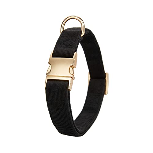 YUDOTE Ultraweiches Hundehalsband natürliche Baumwolle Cord für Mittel Hunde mit empfindlicher Haut,Schwarz