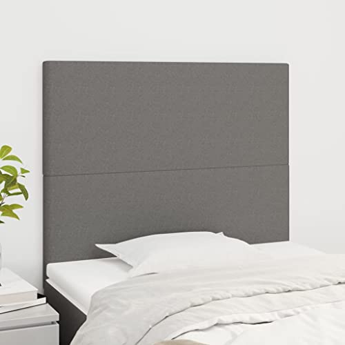 KATERYY Cabeceros 2 Unidades de Tela Gris Oscuro 80x5x78/88 cm,Cabeceros de Cama Ajustables en Altura Respaldos de Tela Transpirable y Duradera para Dormitorios Cabeceros, pies de Cama