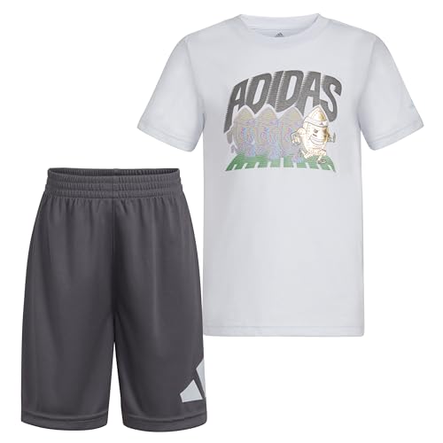 Image of adidas baby-boys Poly Tee Aop 3s Short Set(infant)