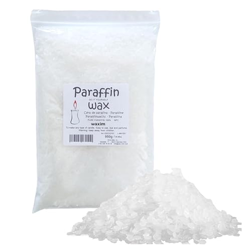 WAXIM. Cera de parafina para velas 950g en perlas. Artesanales, velas caseras, DIY, manualidades, parafina refinada, granulos, perlas, velas decorativas, blanca, economica.