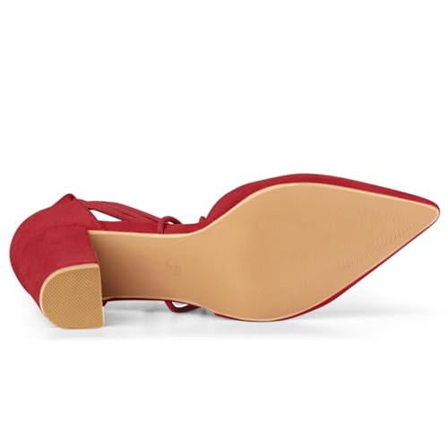 Image of Allegra K Women's Pointed Toe Chunky Heels Lace Up Sandals Pumps