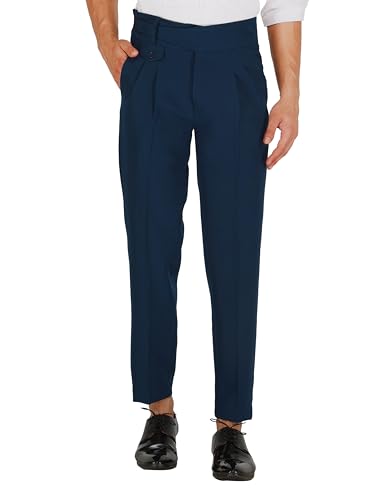 Image of MALENO Tapered Stretchable Poly Lycra Double Pleated Broad Waist Band Gurkha Pants for Men | Korean Fashion Dress Pant for Men